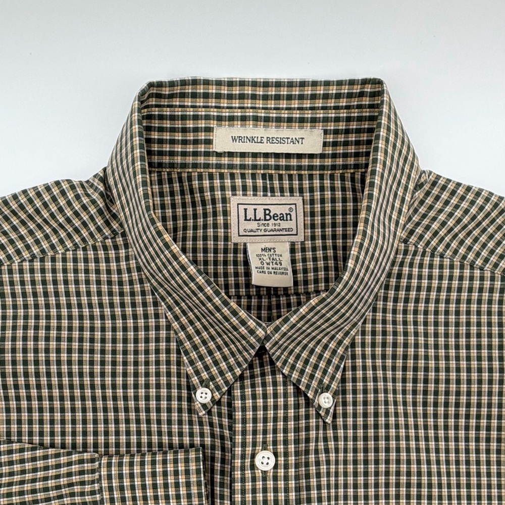 L.L. Bean Men's Yellow Plaid Button-Down Shirt Men’s XL-Tall